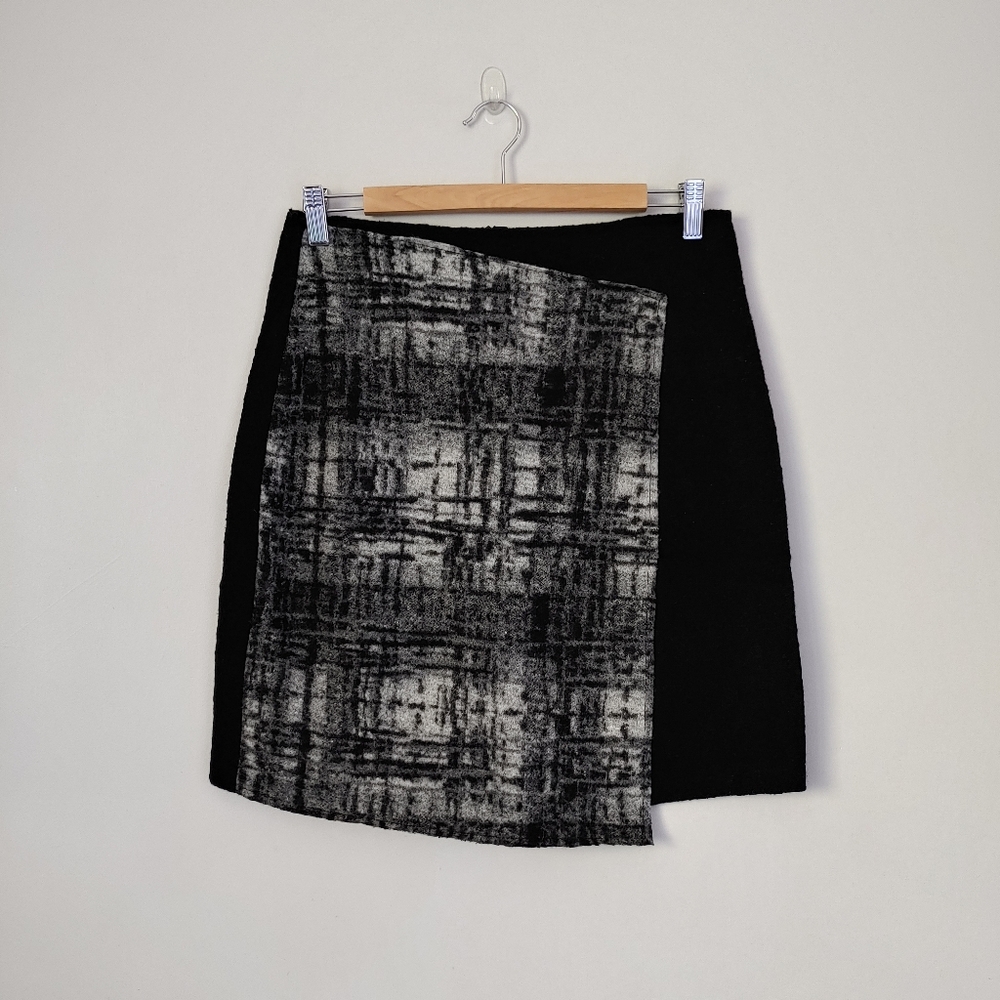 La Fee Maraboutee Tweed Wool Skirt Asymmetrical Size 38 Medium